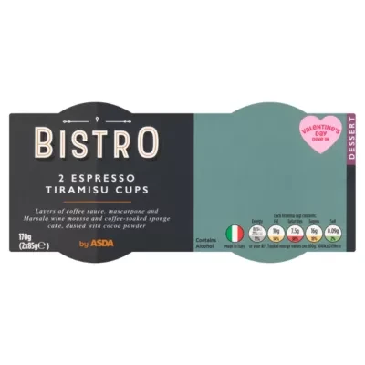 Bistro by ASDA Espresso Tiramisu Cups Dessert 170g (2 x 85g)