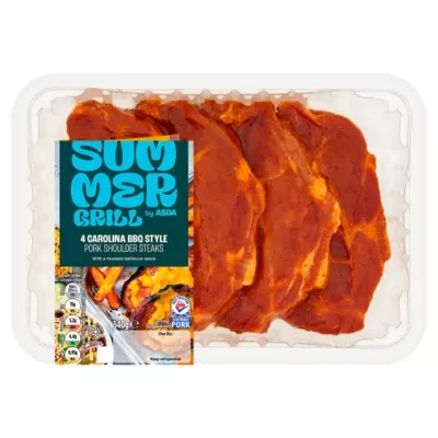 Summer Grill by ASDA 4 Carolina BBQ Style Pork Shoulder Steaks 540g