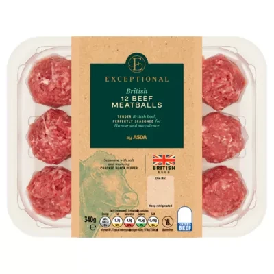 ASDA Exceptional by  12 British Beef Meatballs 340g
