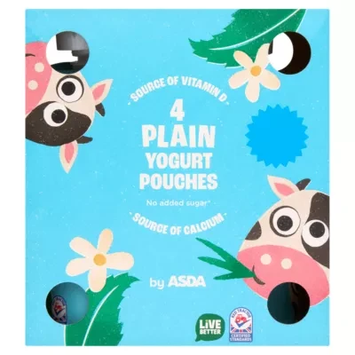 ASDA 4 Plain Yogurt Pouches 320g (4 x 80g)