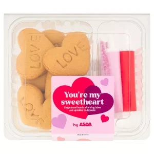 ASDA Gingerbread Hearts with Icing Tubes and Sprinkles to Decorate 158g