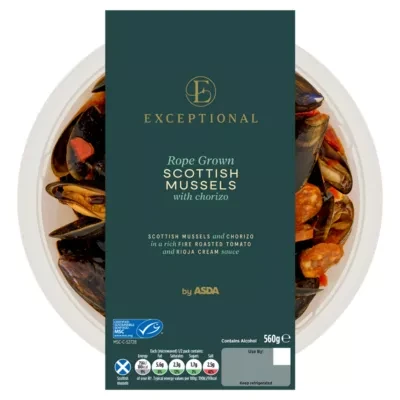 Exceptional by ASDA Rope Grown Scottish Mussels with Chorizo 560g