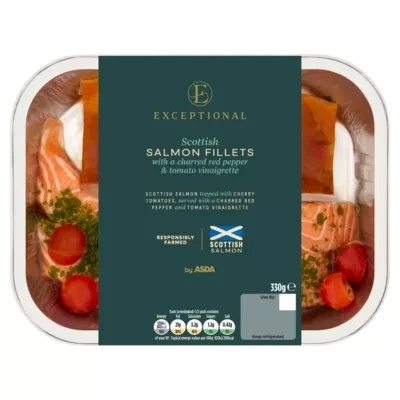 Exceptional by ASDA Scottish Salmon Fillets with a Charred Red Pepper & Tomato Vinaigrette 330g