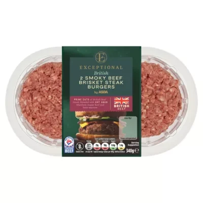 Exceptional by ASDA 2 British Smoky Beef Brisket Steak Burgers 340g