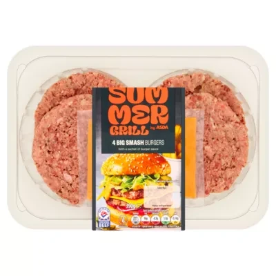 Summer Grill by ASDA 4 Big Smash Burgers 390g