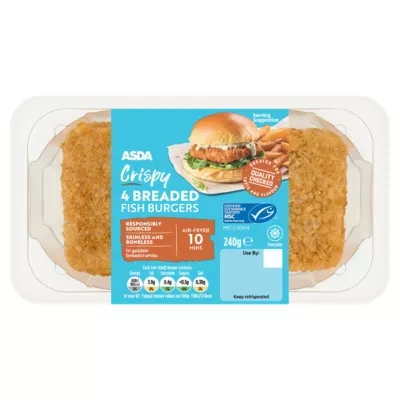 ASDA 4 Crispy Breaded Fish Burgers 240g