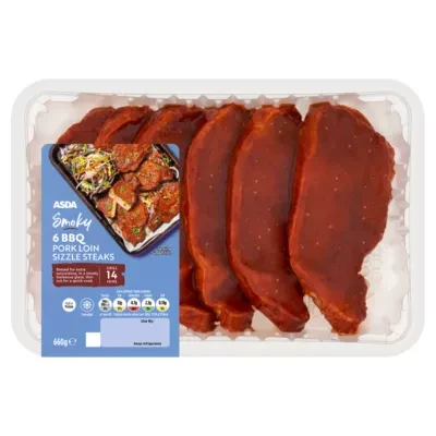 ASDA Smoky 6 BBQ Pork Loin Sizzle Steaks 660g