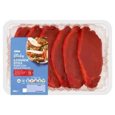 ASDA Sticky 6 Chinese Style Pork Loin Sizzle Steaks 660g