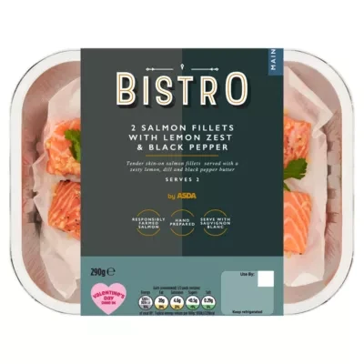 Bistro by ASDA 2 Salmon Fillets with Lemon Zest & Black Pepper 290g