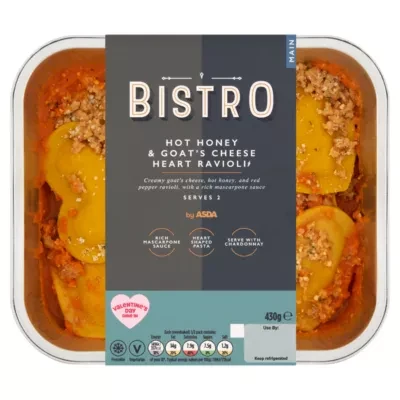 Bistro by ASDA Hot Honey & Goat's Cheese Heart Ravioli 430g