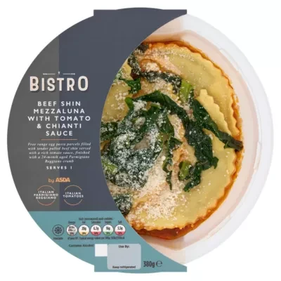 Bistro by ASDA Beef Shin Mezzaluna with Tomato & Chianti Sauce 380g