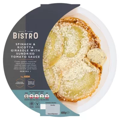 Bistro by ASDA Spinach & Ricotta Girasole with Sundried Tomato Sauce 400g