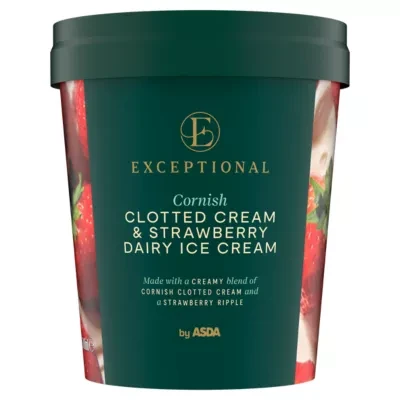 Exceptional by ASDA Cornish Clotted Cream & Strawberry Dairy Ice Cream 500ml