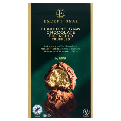 Exceptional by ASDA Flaked Belgian Chocolate Pistachio Truffles 160g