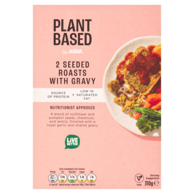 ASDA Plant Based by  2 Seeded Roasts with Gravy 310g