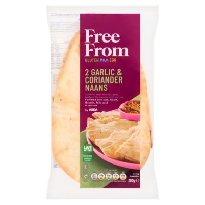 ASDA Free From by  2 Garlic & Coriander Naans 200g
