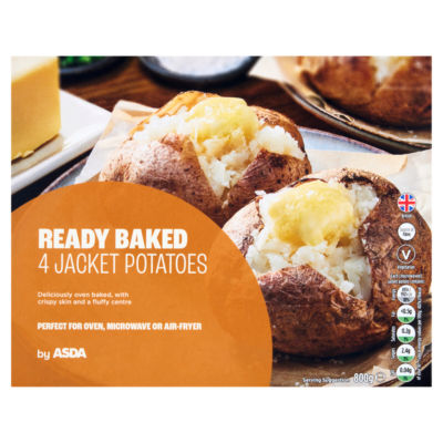 ASDA Ready Baked 4 Jacket Potatoes 800g