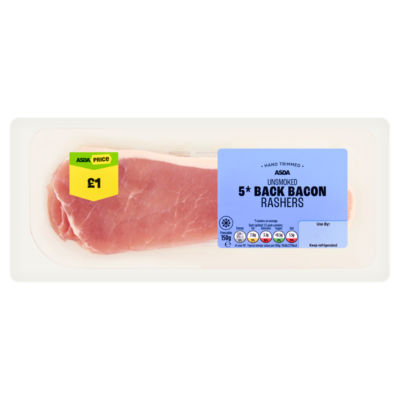 ASDA Unsmoked 5 Back Bacon Rashers 150g