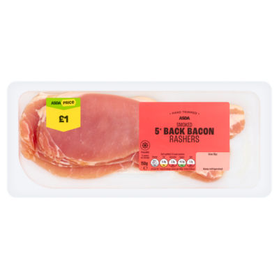 ASDA 5 Smoked Back Bacon Rashers 150g