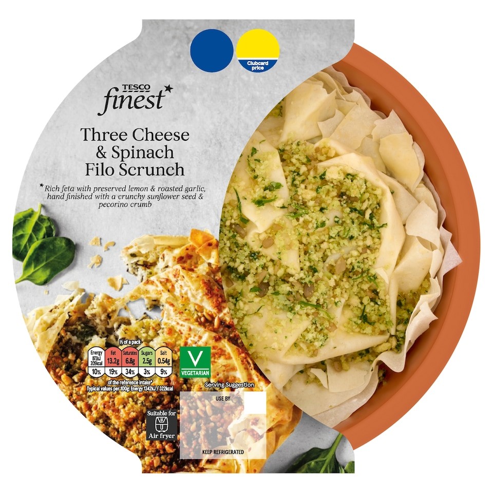 Tesco Finest Three Cheese & Spinach Filo Scrunch 145g
