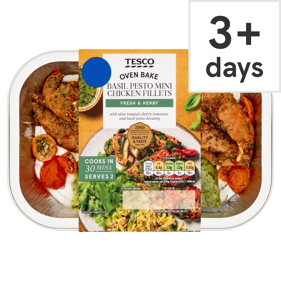 Tesco Basil Pesto Mini Chicken Fillets 334g