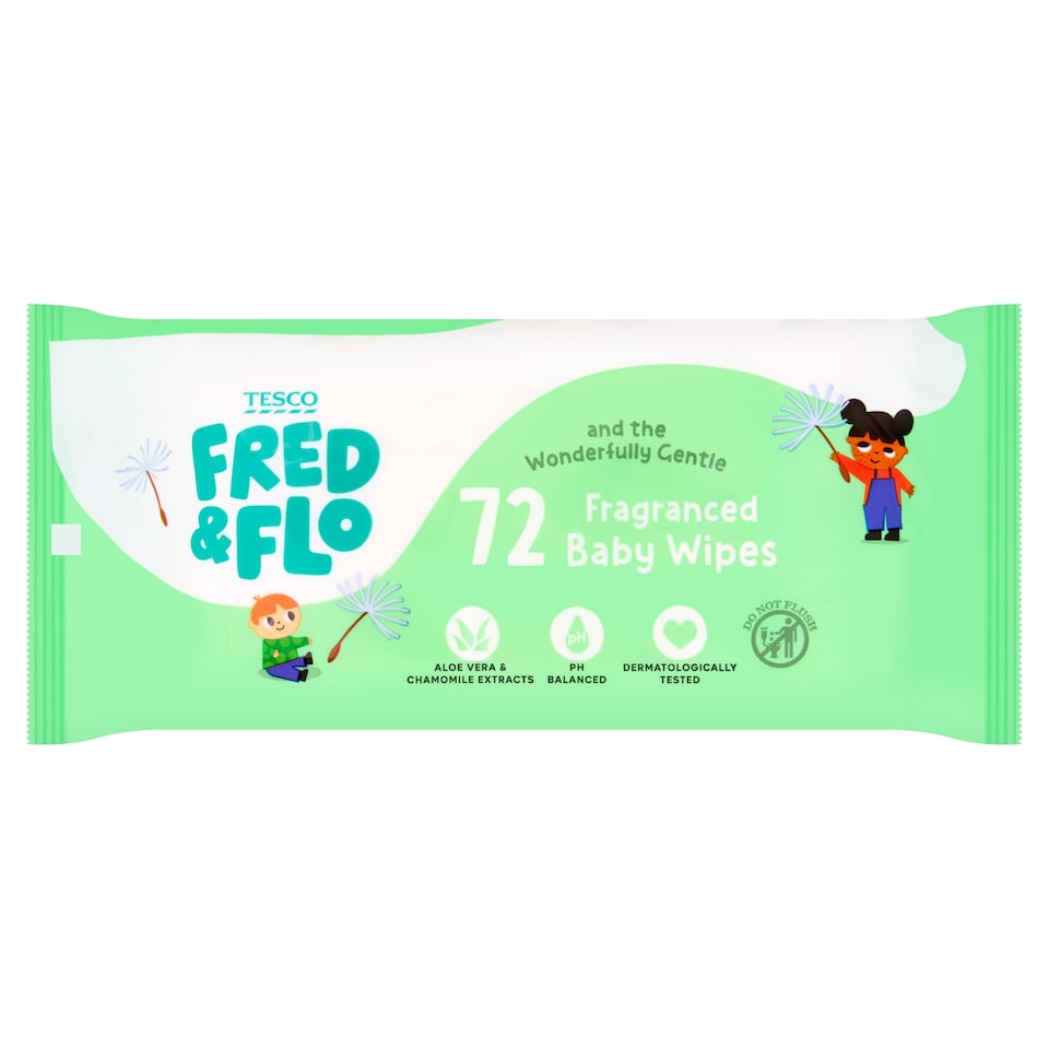 Tesco Fred & Flo Fragranced Baby Wipes 72 Pack