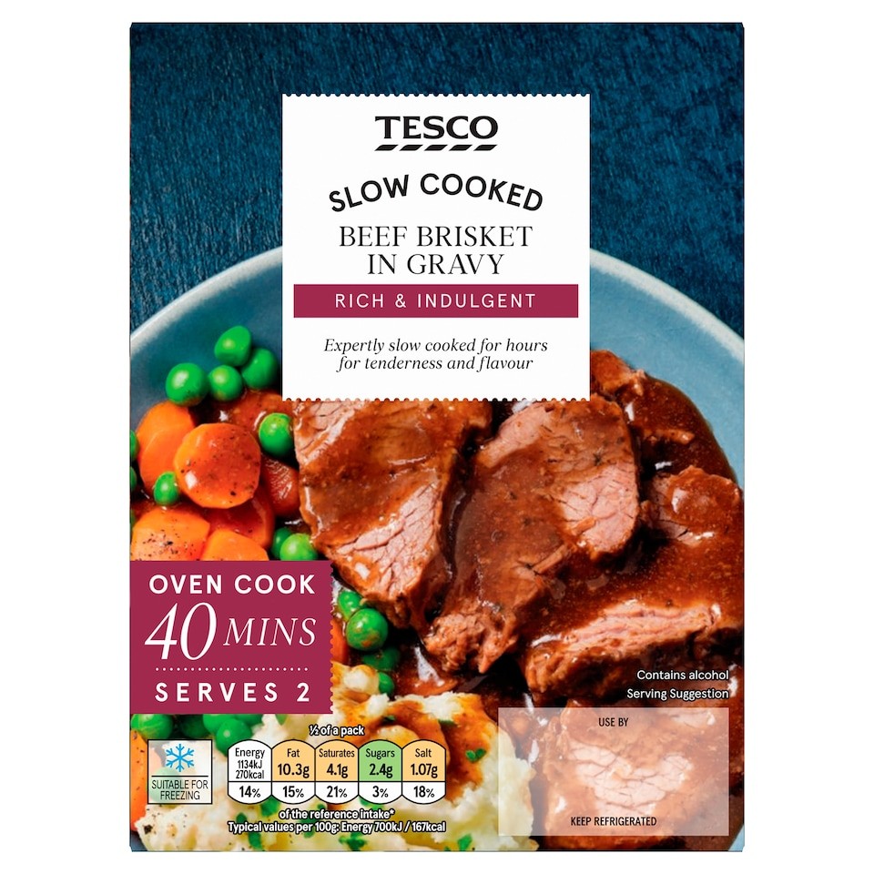 Tesco Slow Cooked Beef Brisket In Gravy 380G