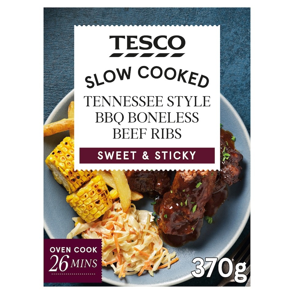 Tesco Slow Cooked Tennessee Style BBQ Boneless Beef Ribs 370g