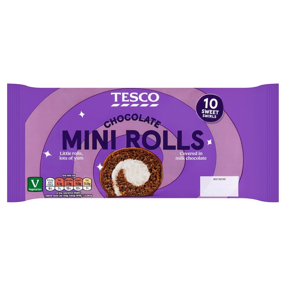 Tesco Chocolate 10 Mini Rolls