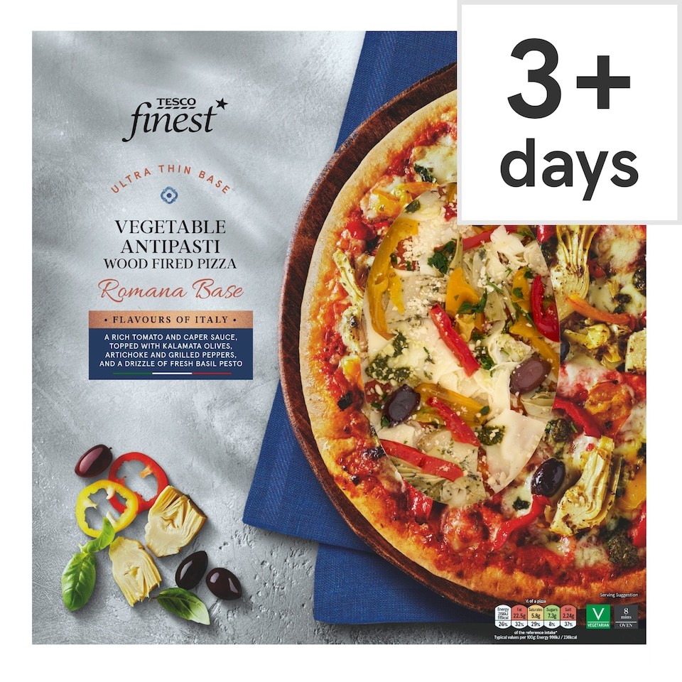 Tesco Finest Vegetable Antipasti Romana Wood Fired Pizza 435g