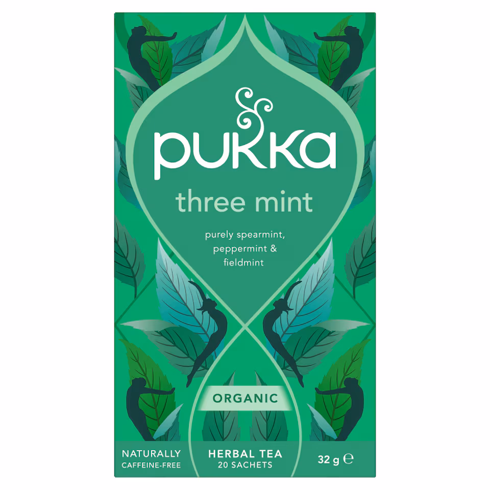 Pukka Organic Three Mint Tea With Peppermint for Digestion 20 Herbal Tea Bags 32g