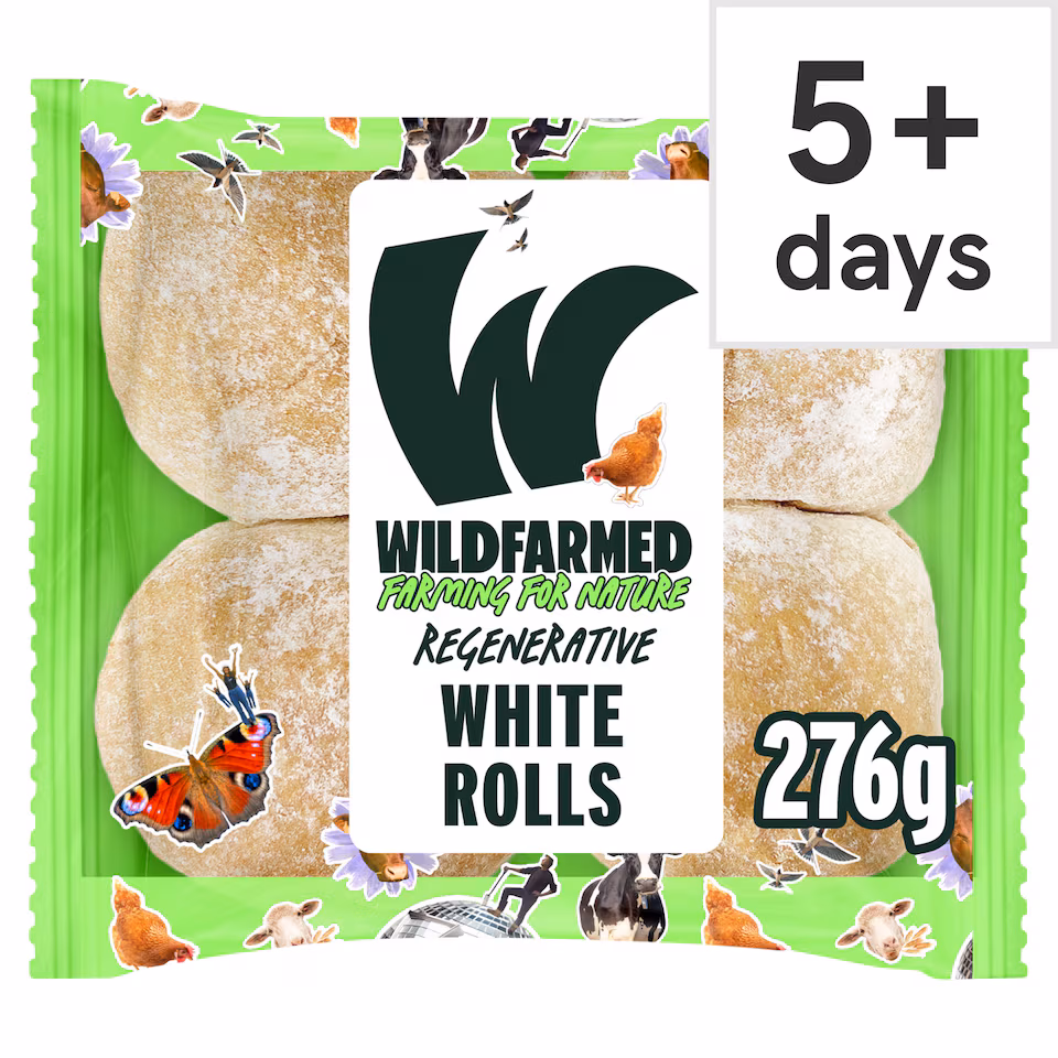 Wildfarmed 4 White Bread Rolls 276g