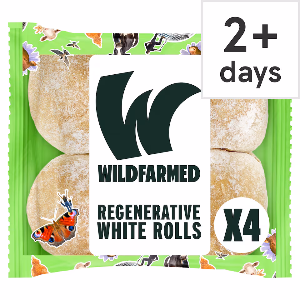 Wildfarmed 4 White Bread Rolls 276g