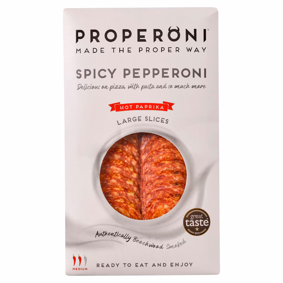 Properoni Spicy Hot Paprika Large Sliced Pepperoni 80g