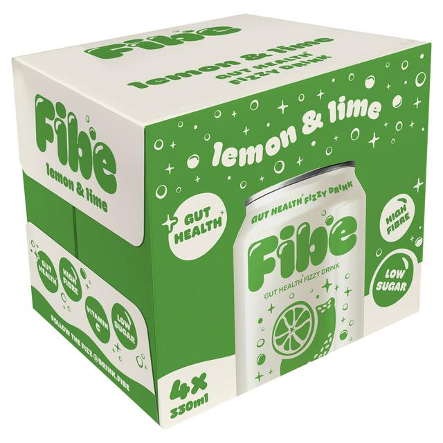 Fibe 4 x 330ml Lemon & Lime Gut Health Fizzy Drink