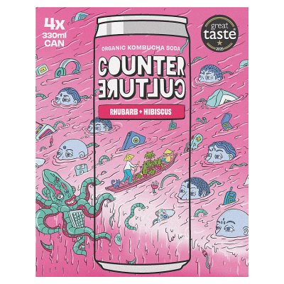 Counter Rhubarb Hibiscus Organic Kombucha