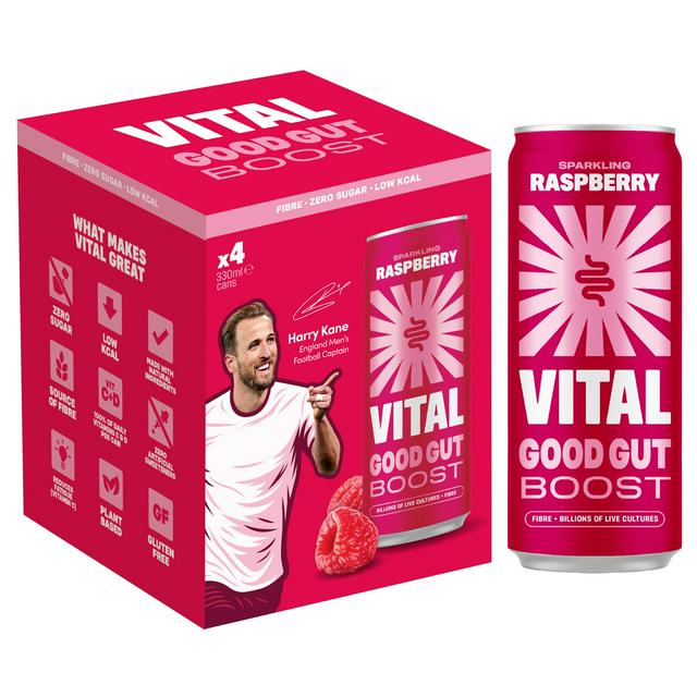 Vital Gut Healthy Sparkling Raspberry 4 x 330ml
