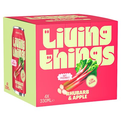 Living Things Rhubarb & Apple Prebiotic Soda Cans