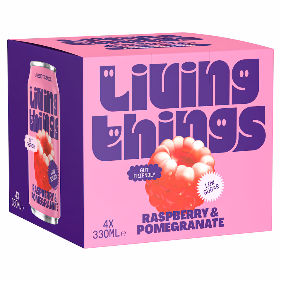 Living Things Raspberry & Pomegranate Soda 4x 330ml