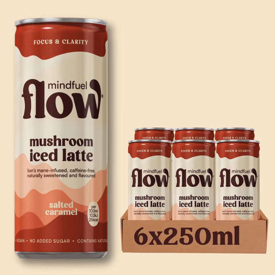 Mindfuel Flow Perform - Lion's Mane Oat Latte Salted Caramel 6 x 250ml | Cream | Salted Caramel