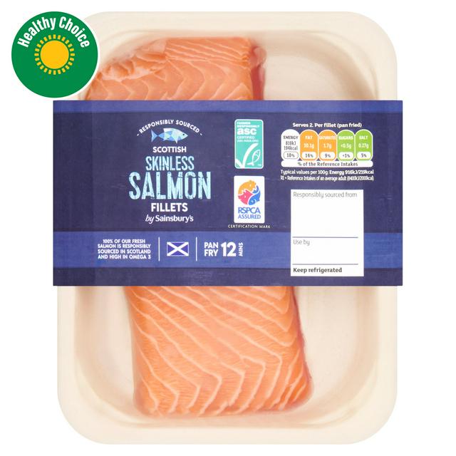 Sainsbury's Skinless ASC Scottish Salmon Fillets x2 220g