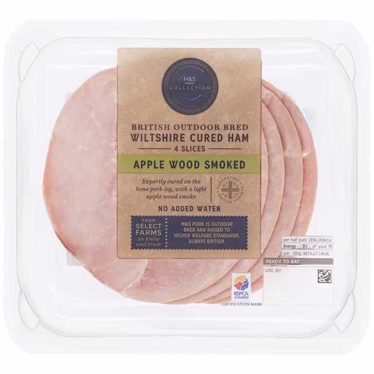M&S Collection British Outdoor Bred Wiltshire Cured Apple Wood Smoked Ham