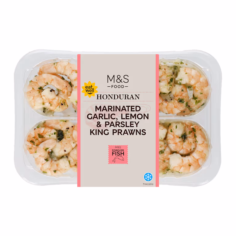 M&S Honduran Marinated Garlic, Lemon & Parsley King Prawns