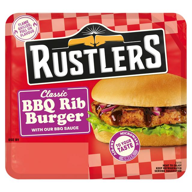 Rustlers Classic BBQ Rib Burger with our BBQ Sauce 122g