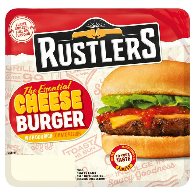 Rustlers the Essential Cheese Burger with our Rich Tomato Relish 172g