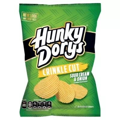 Hunky Dorys Crinkle Cut Sour Cream Onion Flavour Potato Crisps 135g