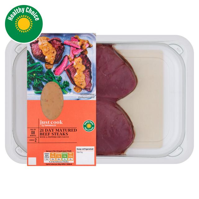 Sainsbury's Just Cook Beef Steaks with Peppercorn 370g