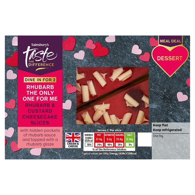 Sainsbury's 2 x 95g Rhubarb & Custard Cheesecake Slices, Taste the Difference
