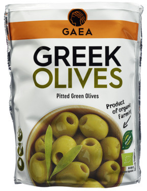 Gaea Organic Olives Pitted Green 8x150g