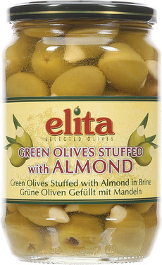 Elita Grønne Oliven m/Mandler 700g